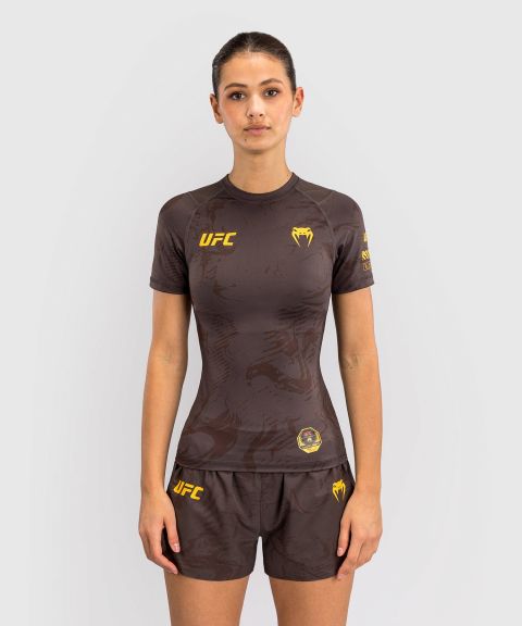 UFC Fusion by Venum Fight Week Plain Version Women Rashguards Short Sleeves - Brown