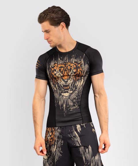 VENUM Tiger Rashguard Short Sleeves - Black/Neo Orange