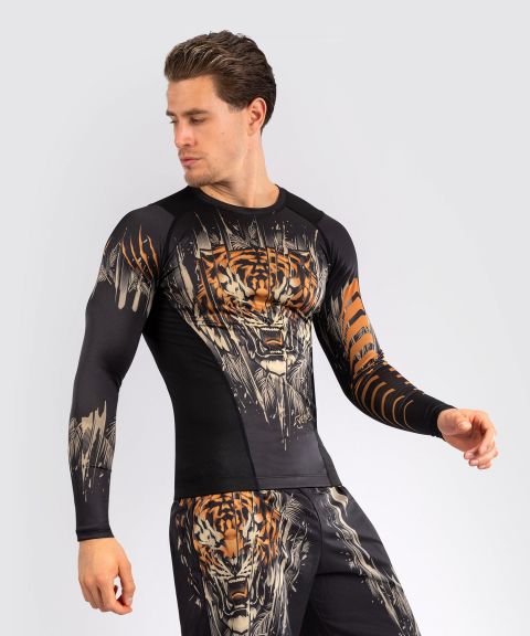 VENUM Tiger Rashguard Long Sleeves - Black/Neo Orange