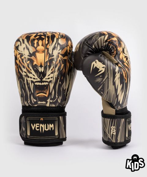 VENUM Tiger Kids Boxing Gloves - Black/Neon Orange