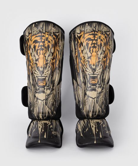 VENUM Tiger Shin Guards - Black/Neon Orange